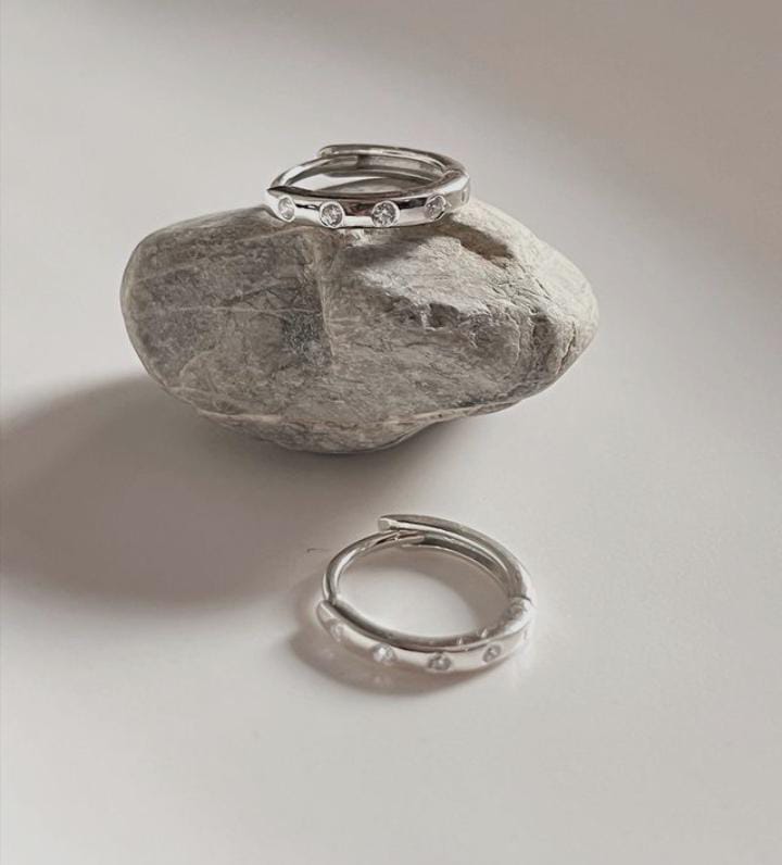 Sterling Silver Plain CZ Huggies