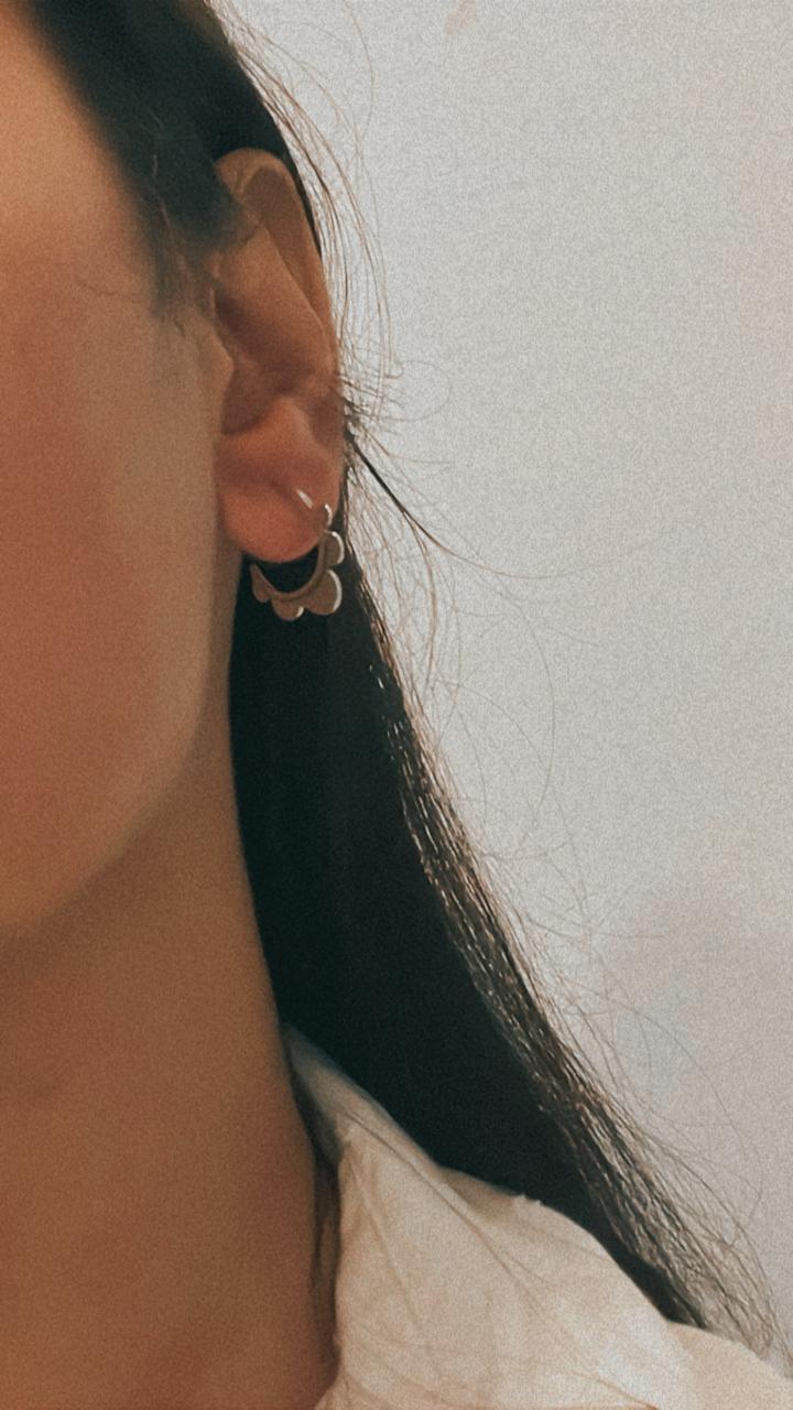 925 Silver Hoop Earrings with Flower Details