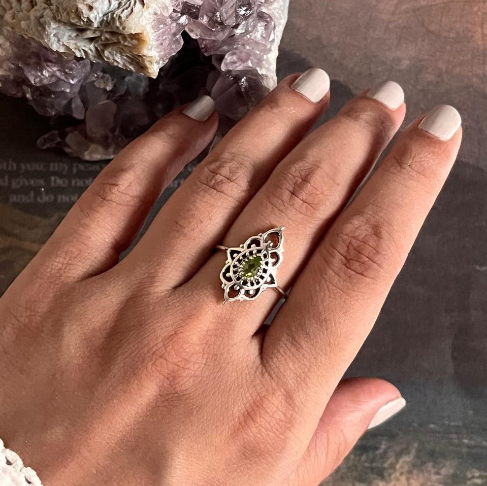 Sterling Silver Peridot Boho Ring