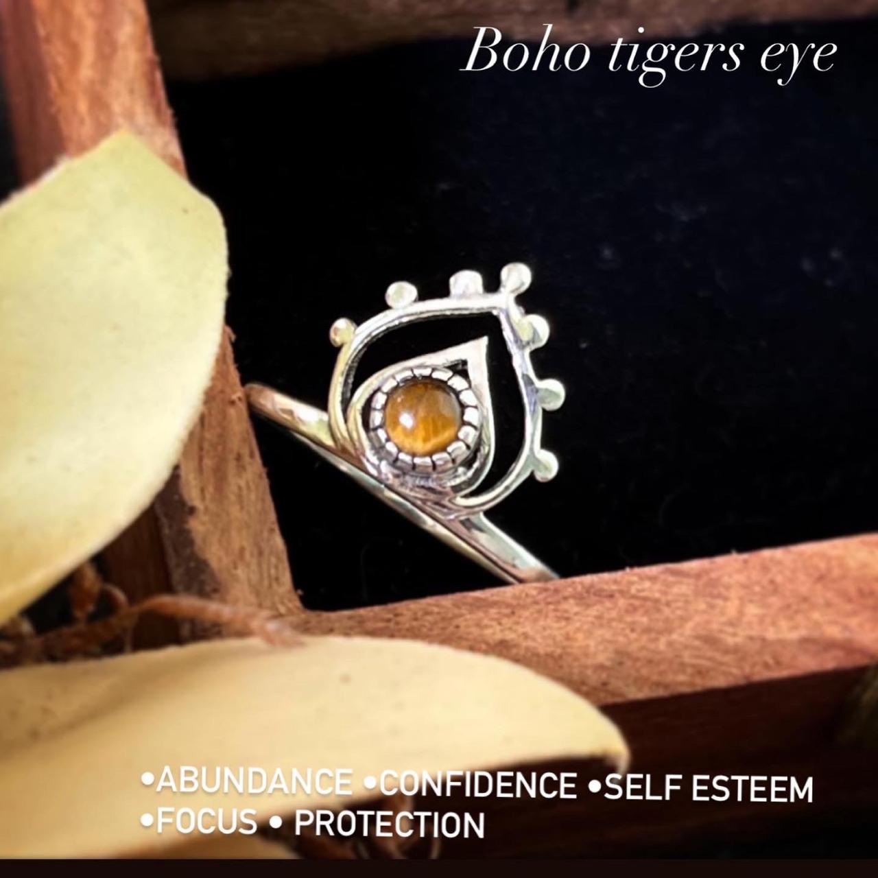 Tiger's Eye boho sterling silver ring