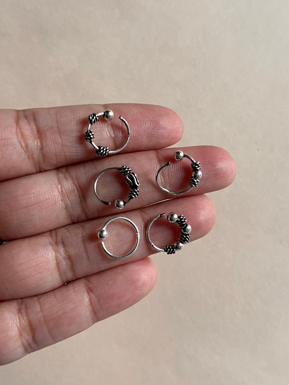 Vintage-inspired boho nose rings set with 5 unique designs.