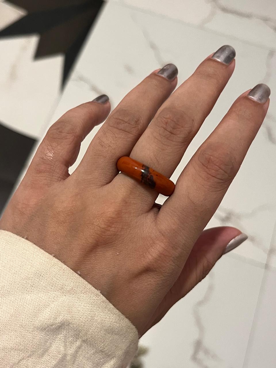 Sterling Silver Red Jasper Crystal Ring