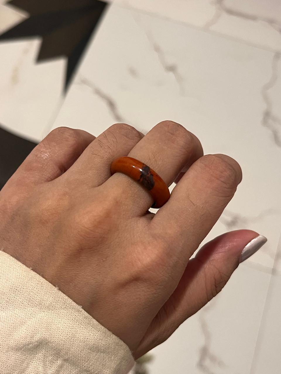 Elegant Red Jasper Crystal Band Ring