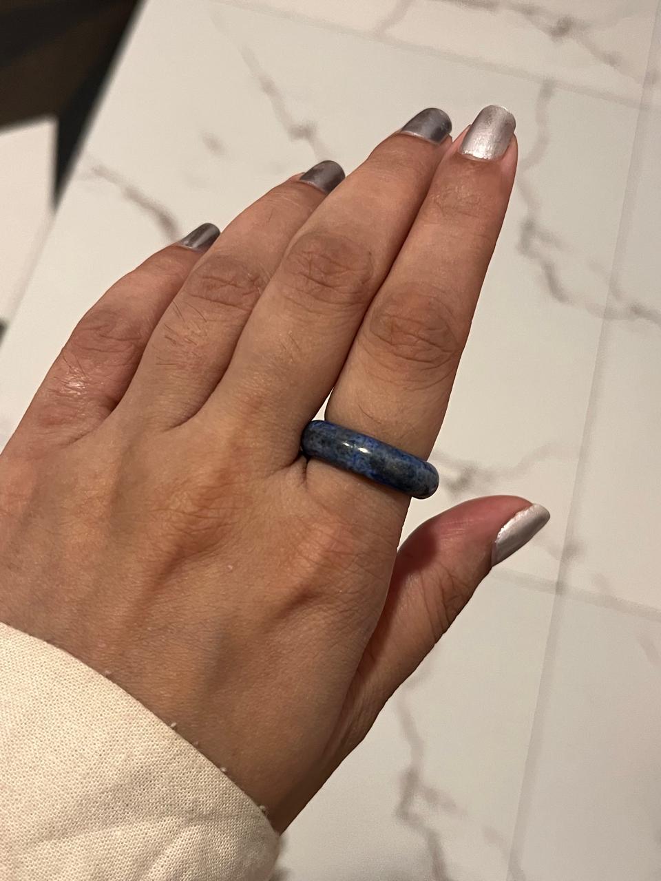 Elegant Lapis Lazuli Crystal Band Ring for Unique Style