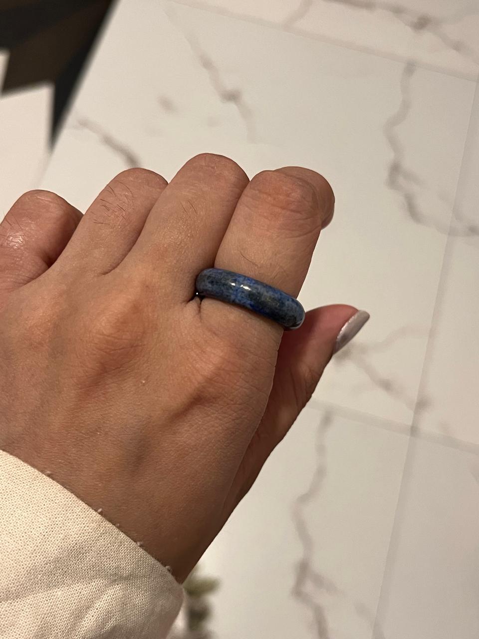 Lapis Lazuli Crystal Band Ring in Sterling Silver