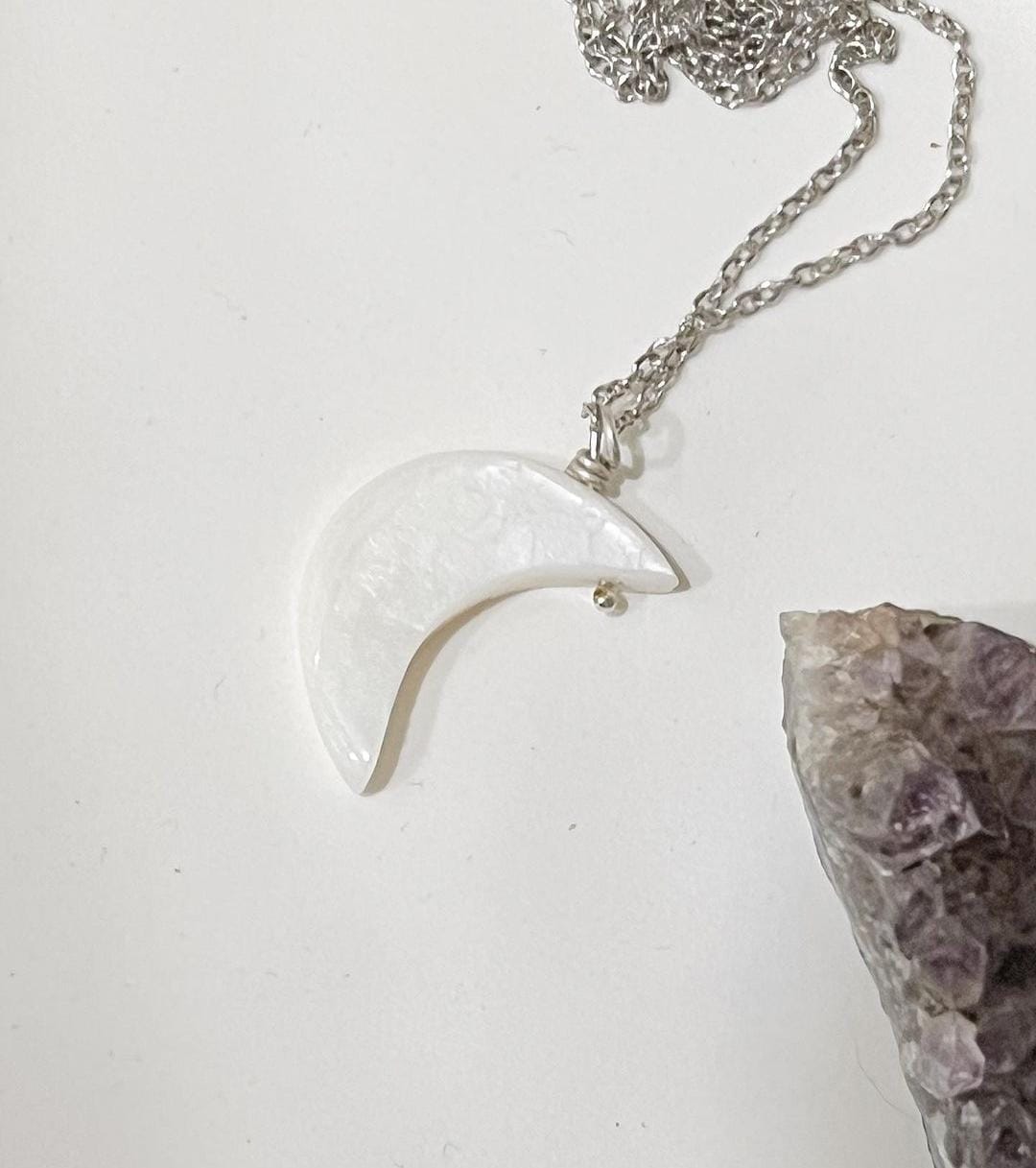 Handmade Mother of Pearl Moon Necklace