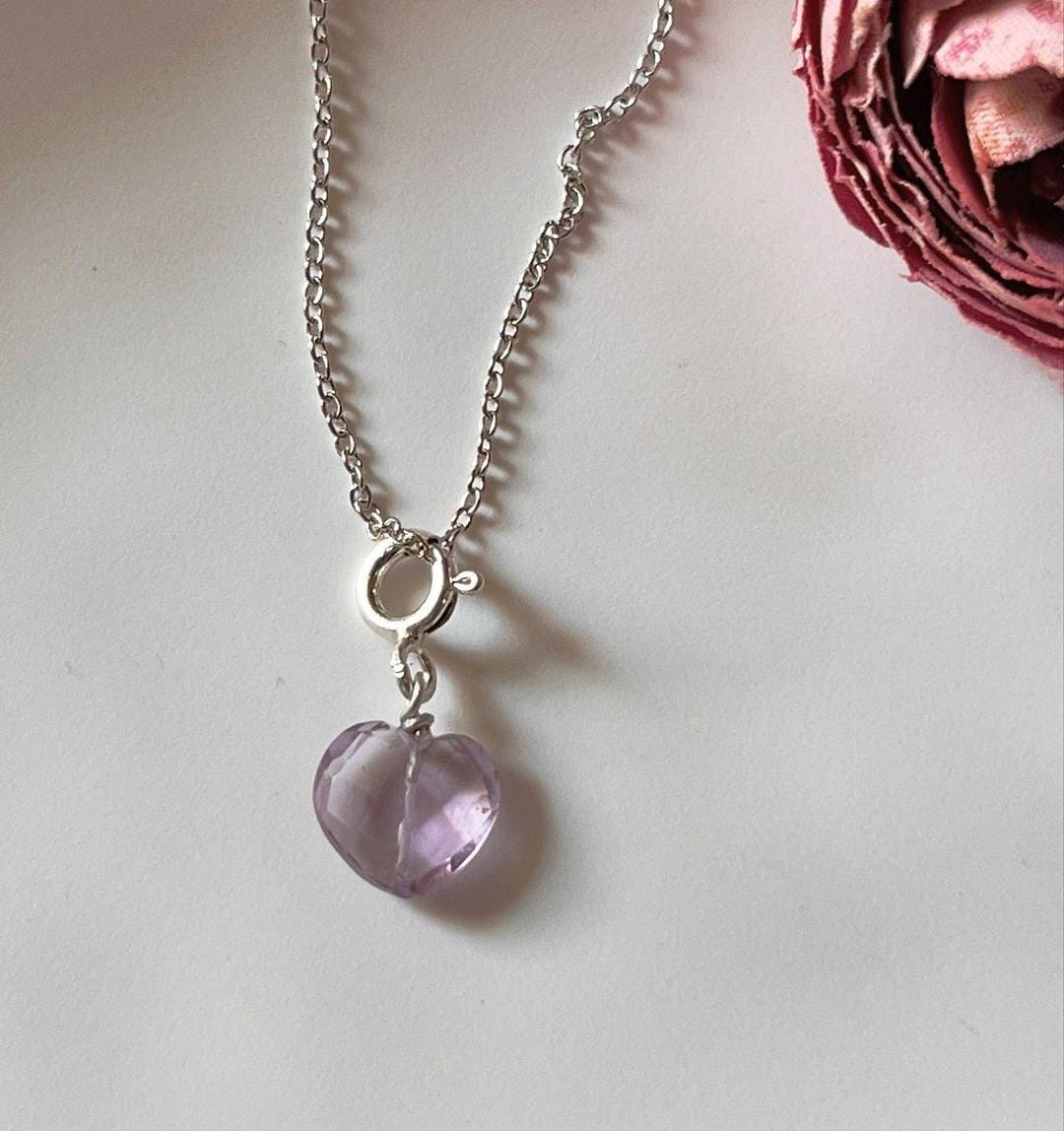 Amethyst Heart Gemstone Charm