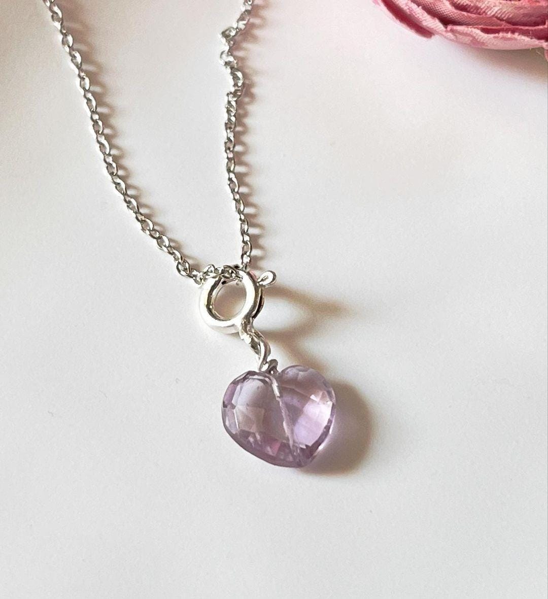 Heart-Shaped Amethyst Crystal Pendant
