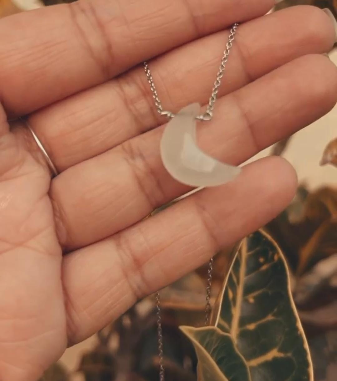 Moonstone Crescent Moon Necklace for Intuition