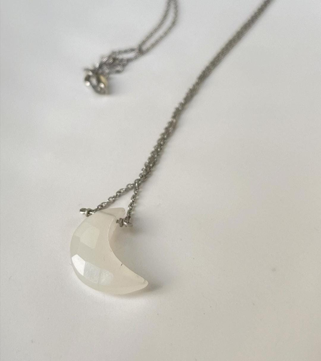 Crescent Moon Gemstone Necklace with Moonstone