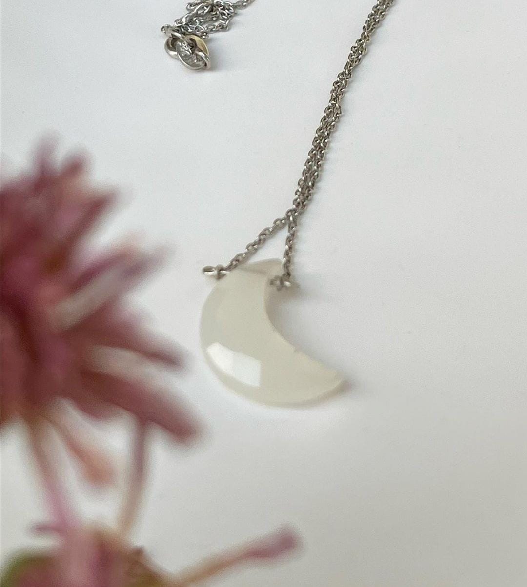 Moonstone Crescent Moon Necklace for Healing