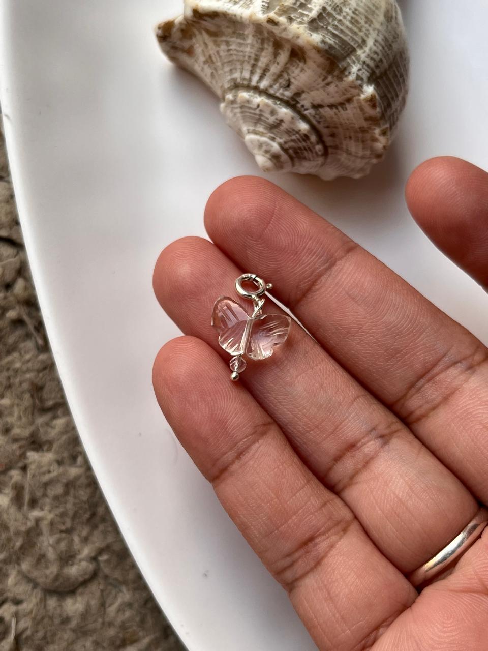 Clear Quartz Butterfly Crystal Pendant for Jewelry