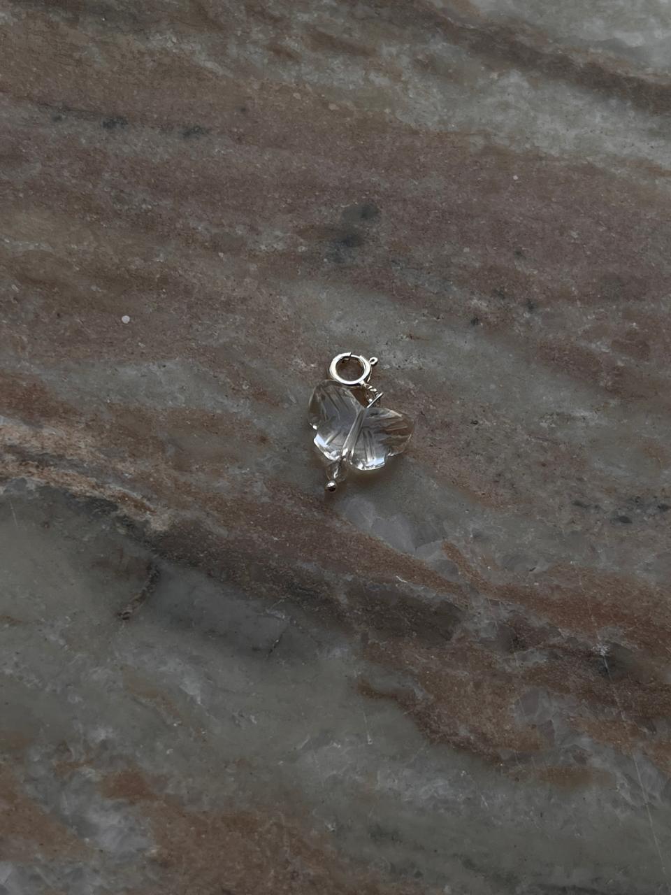 Butterfly Charm with Clear Quartz Crystal Pendant