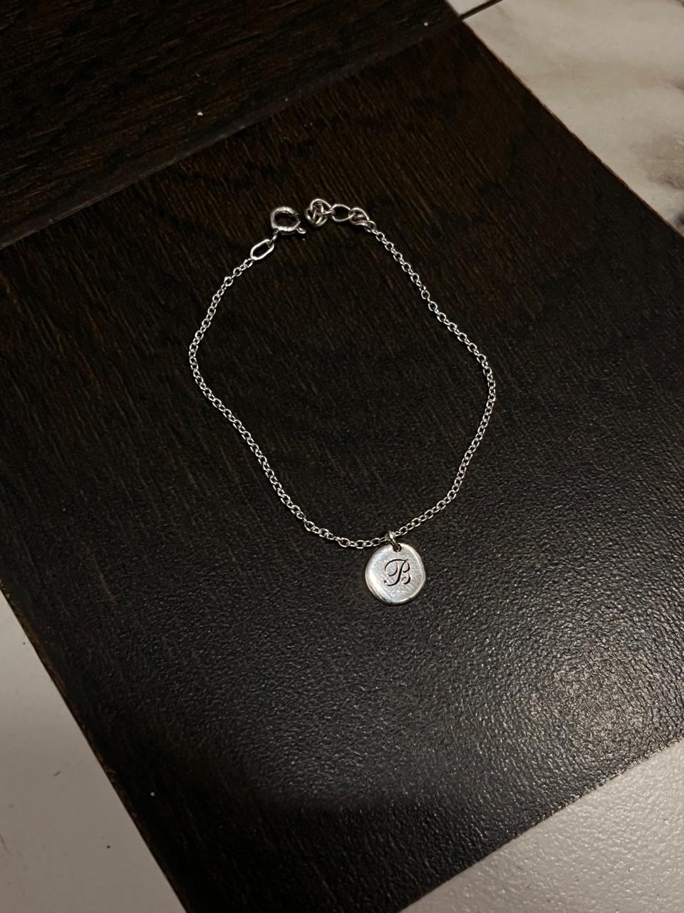 Sterling Silver Bracelet with Initial for Custom Gifts