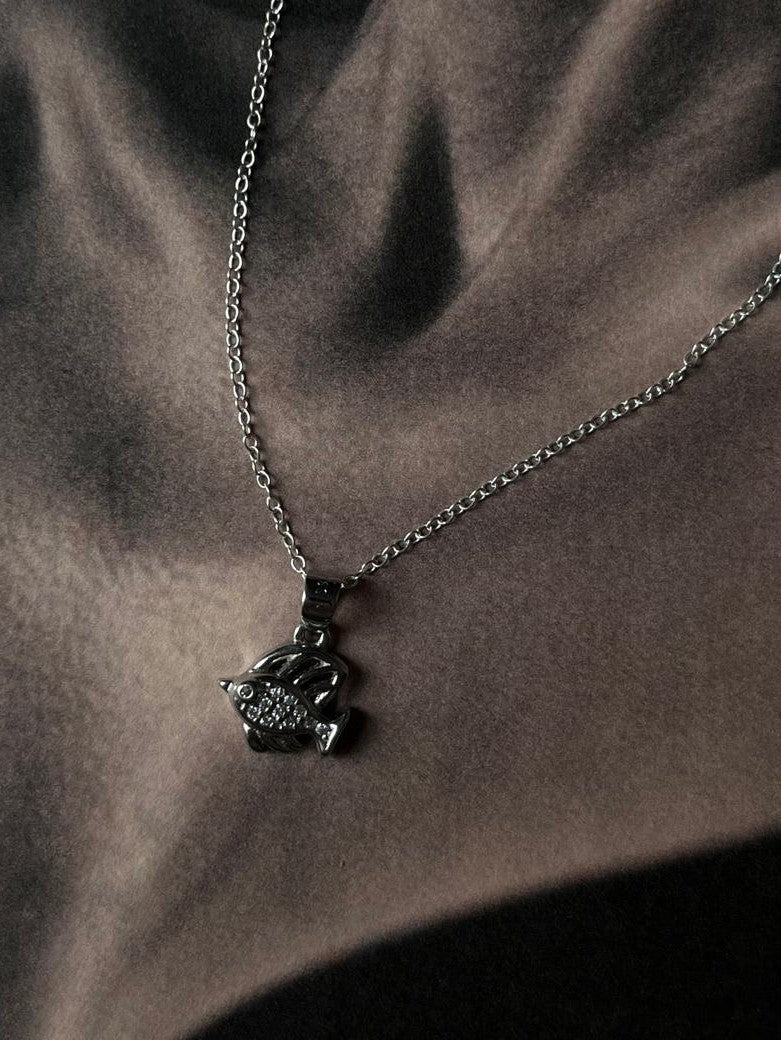 Silver Pisces fish pendant necklace for astrology lovers