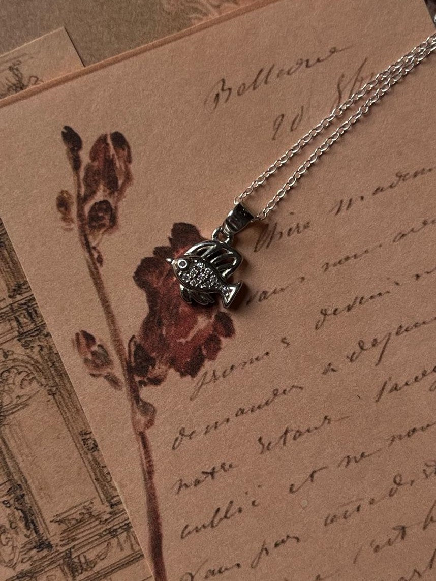 925 sterling silver Pisces zodiac fish necklace