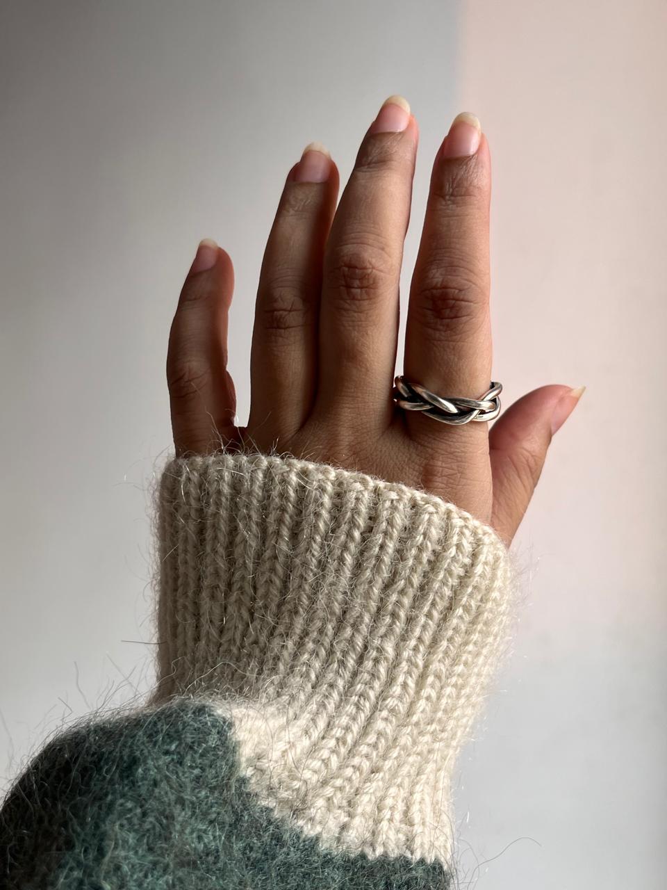 Modern chunky twist braided handcrafted silver 925 ring