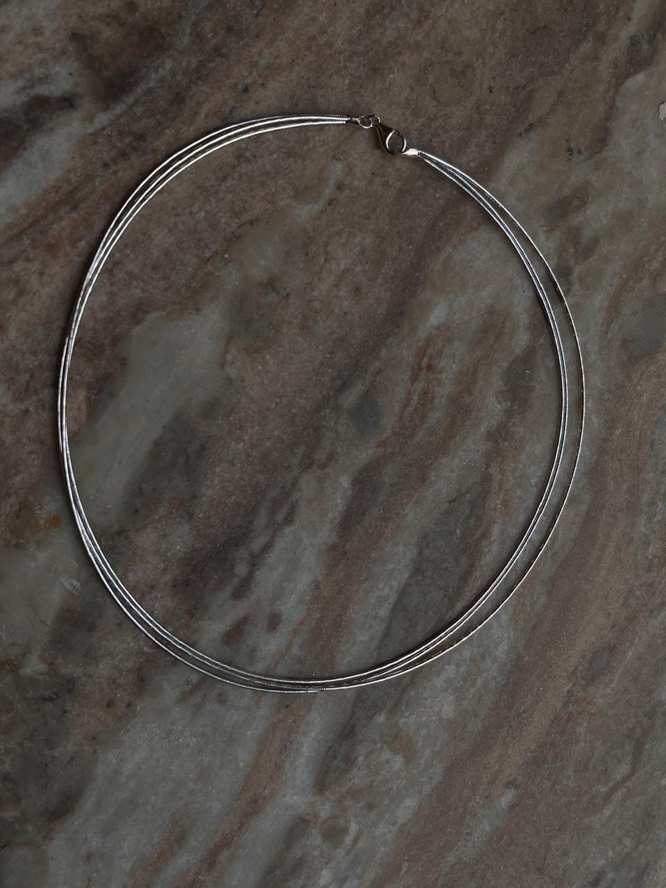Elegant three layer Hasli necklace in sterling silver