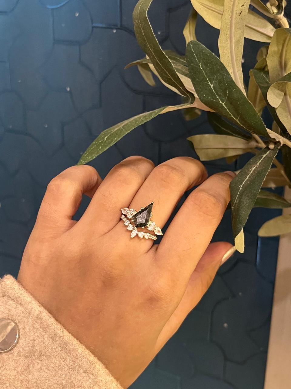 Moss Agate Statement Rings in Sterling Silver Stack Set