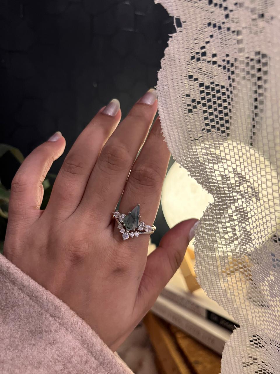 Sterling Silver Stack Set with Moss Agate Gemstones