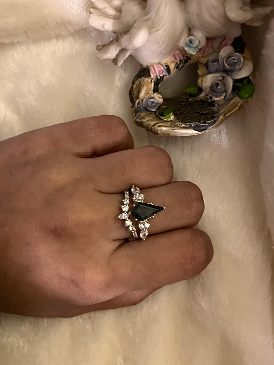 Elegant Moss Agate and Silver Stackable Rings