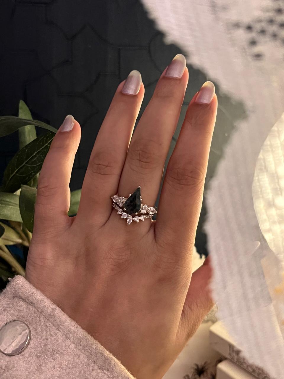 Bold Moss Agate Statement Silver Rings Stack Set