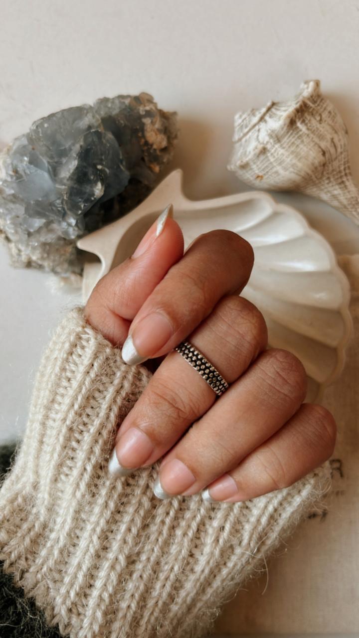 Boho Style Rawa Silver Ring for Mid or Little Finger