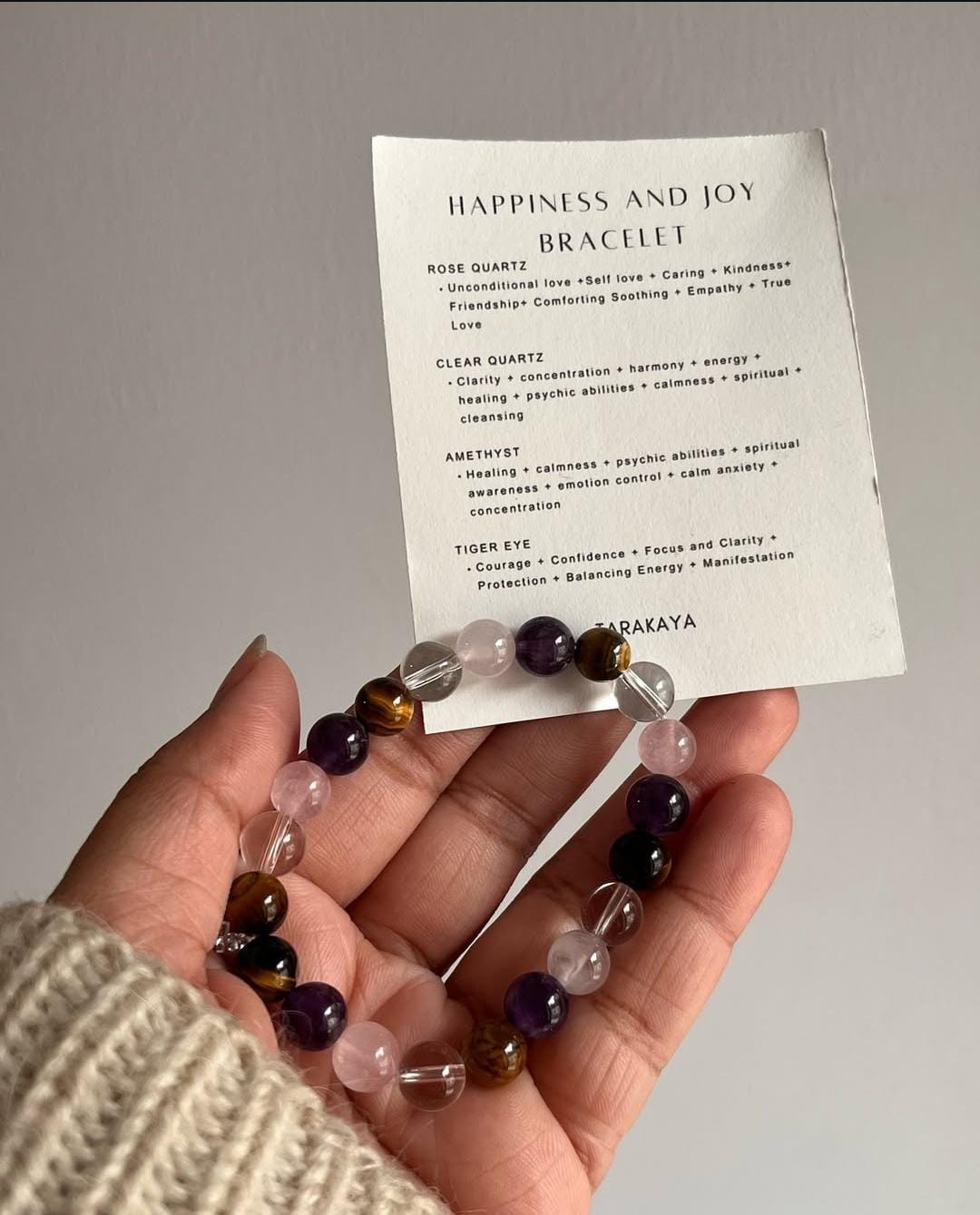 8MM Natural Crystal Bracelet with Happiness and Joy Intention