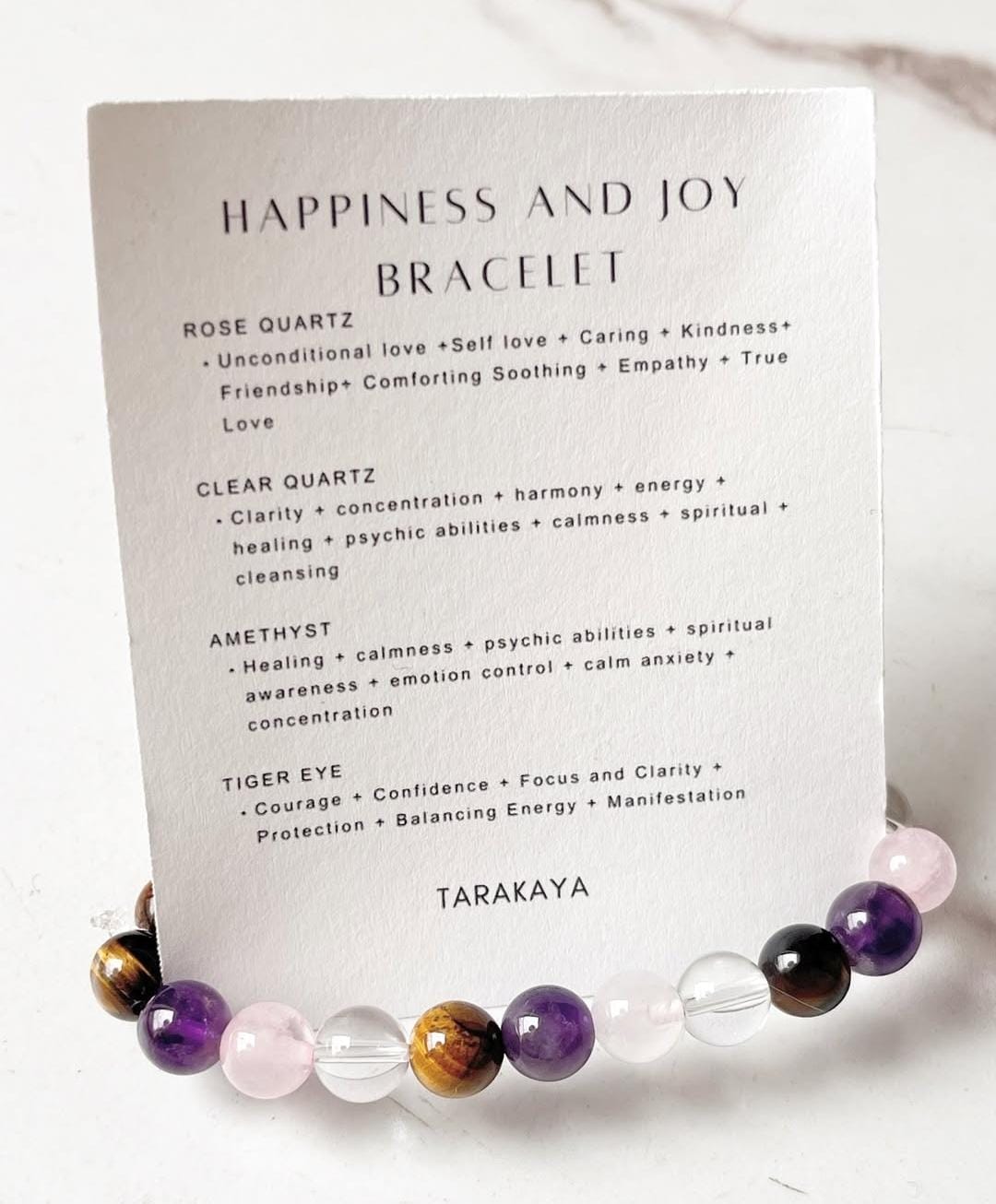 Intention Happiness and Joy 8MM Natural Crystal Bracelet