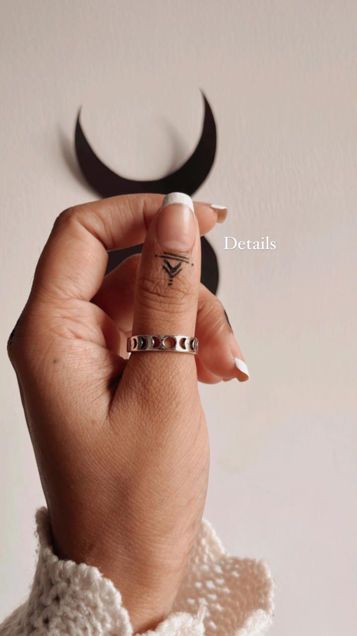 925 sterling silver moon phases design ring for couples