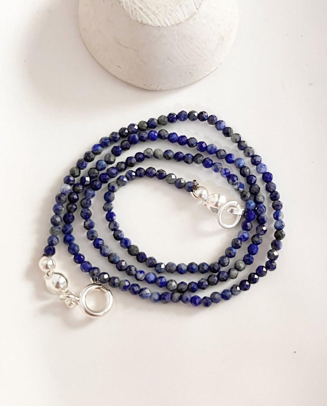 Lapis Lazuli 2mm natural crystal necklace