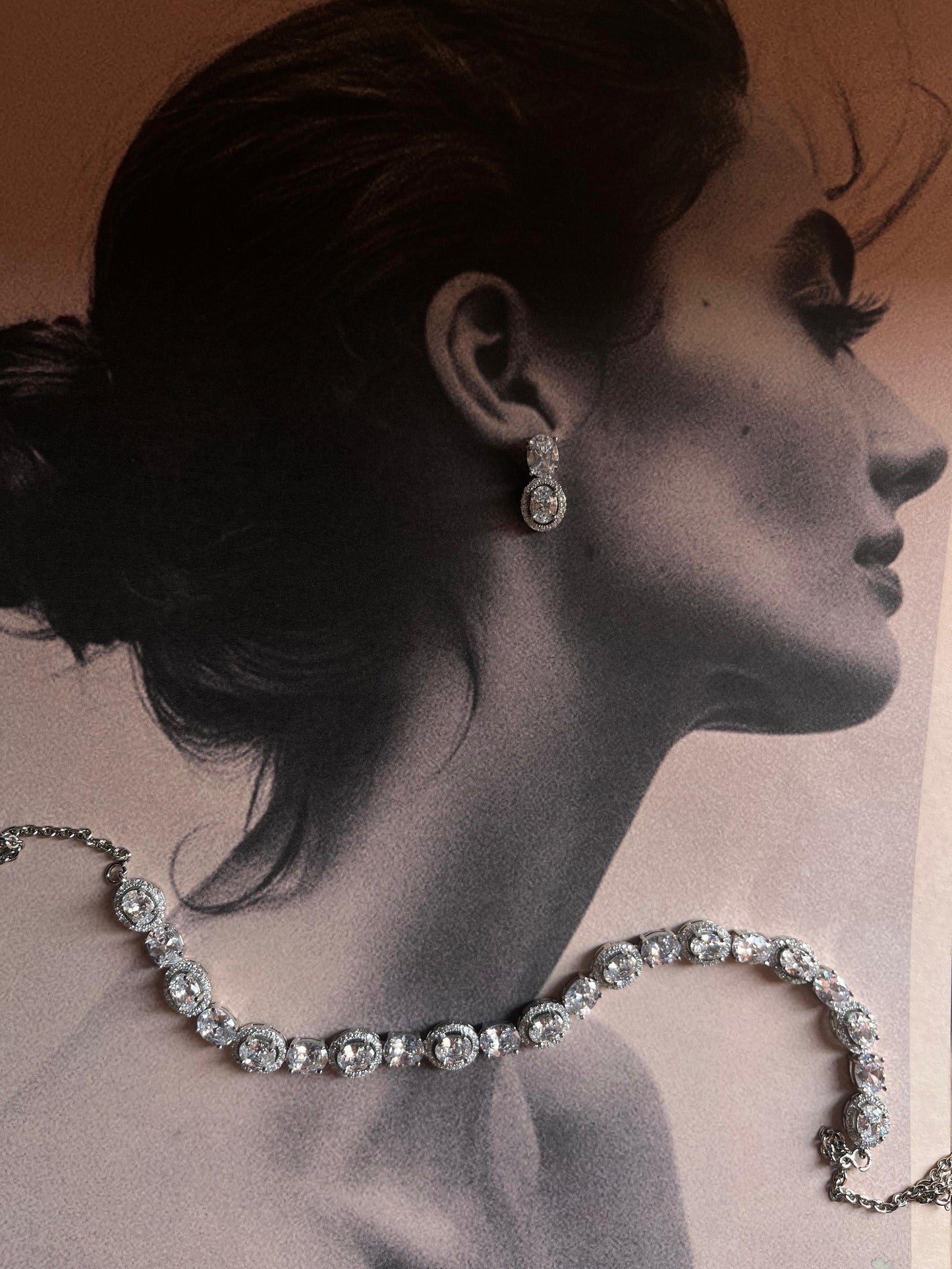 Solitare premium CZ 925 silver jewelry set