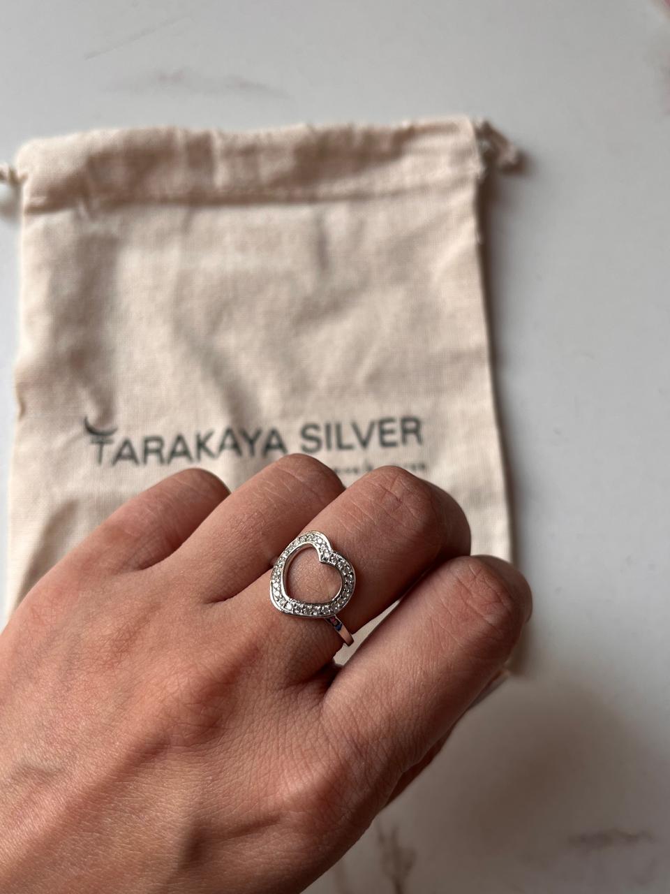 White CZ Heart 925 Silver Adjustable Ring for Women