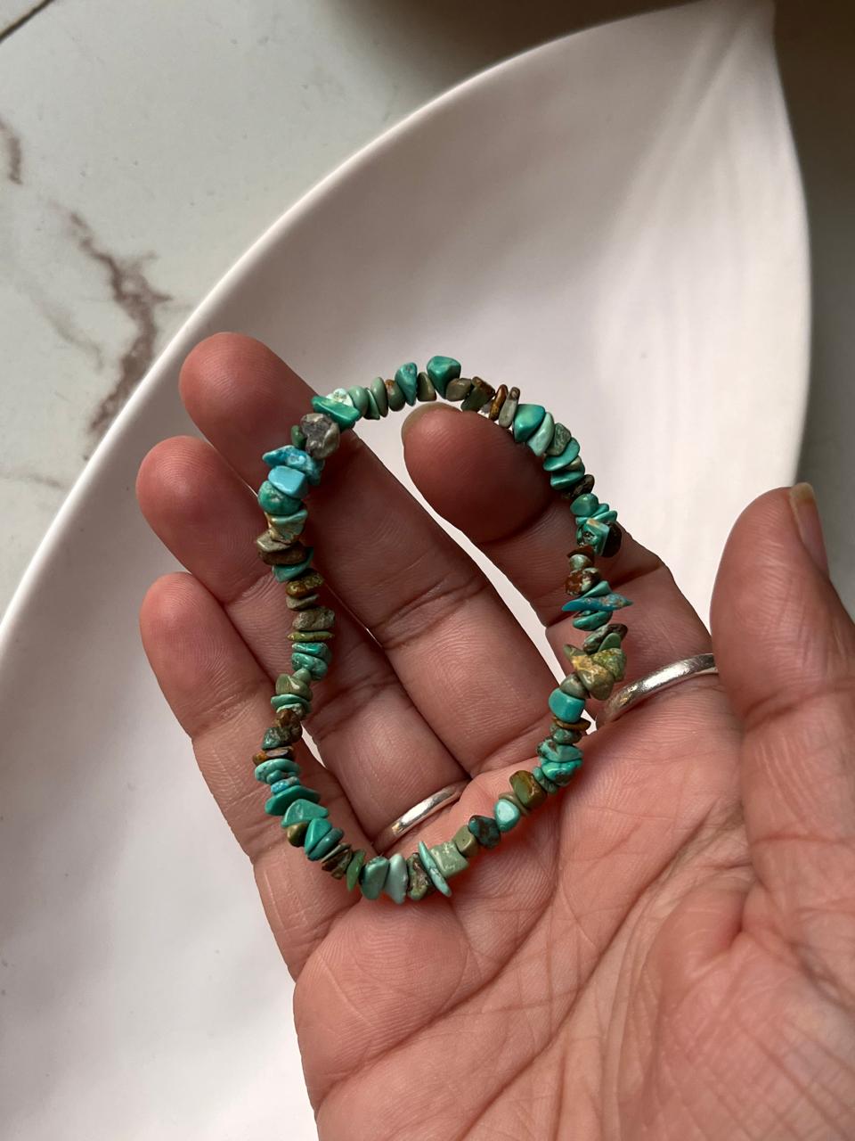 Turquoise Stone Bracelet with Natural Crystal Chips