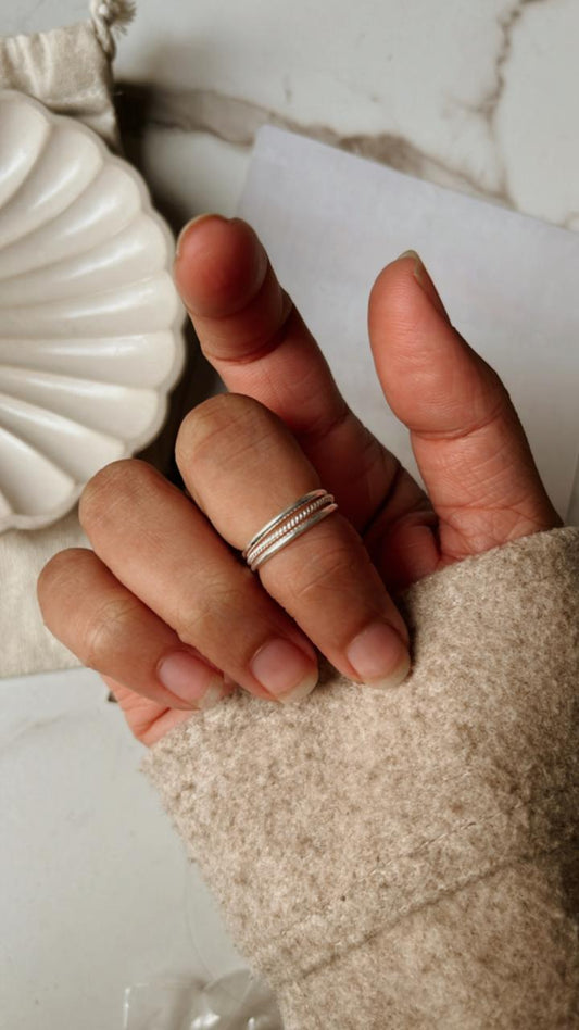 Handcrafted 3 Wire Sterling Silver Ring for Little Finger or Mid Finger