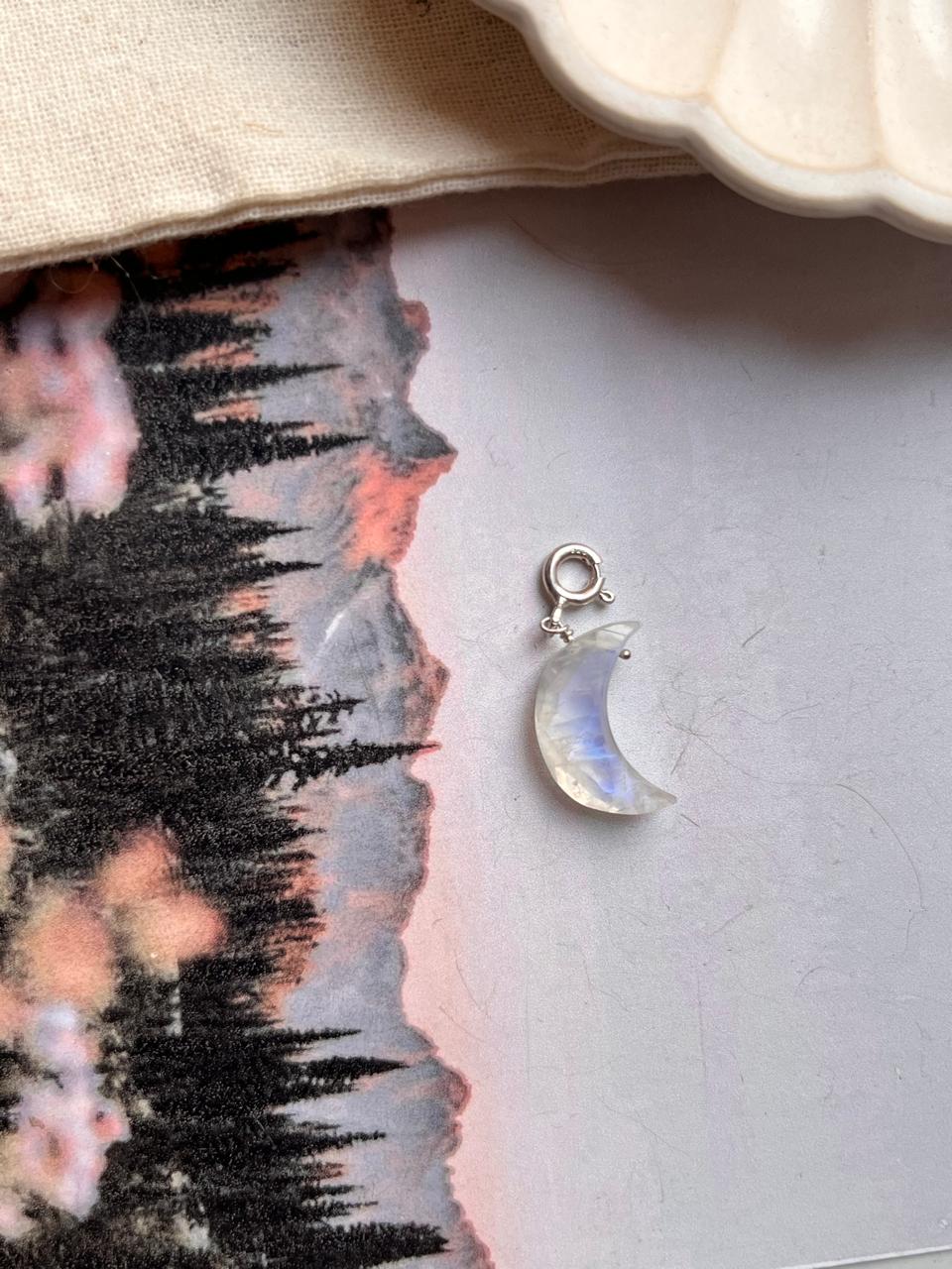 Moonstone Charm with Moon Symbolism