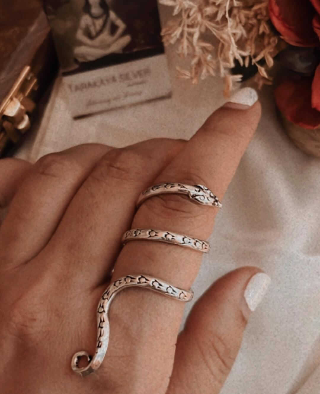 Handcrafted Serpent Wrap Statement Ring in 925 Silver