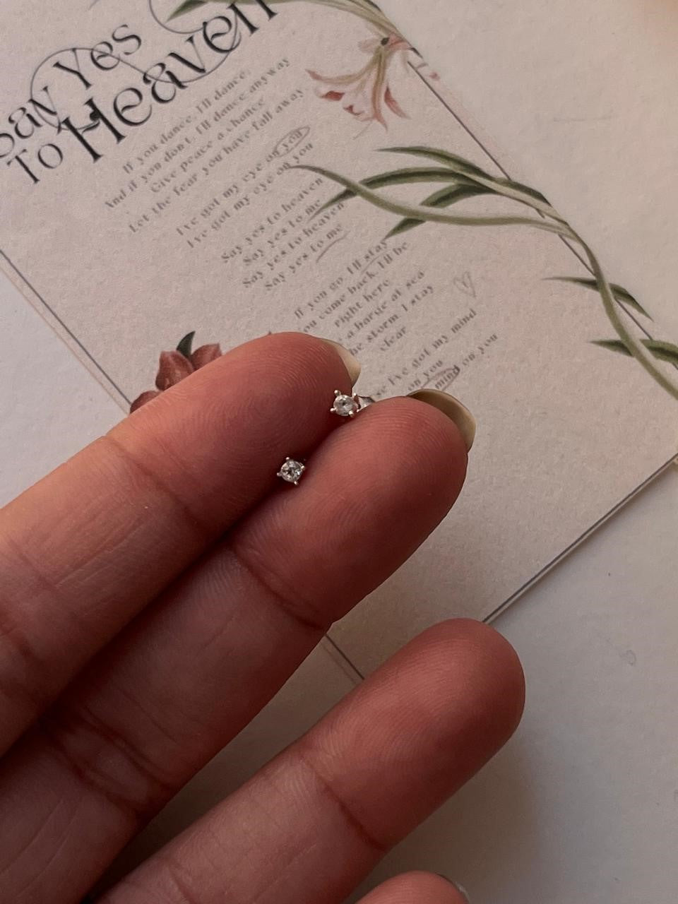 White Topaz Minimal Silver Stud Earrings