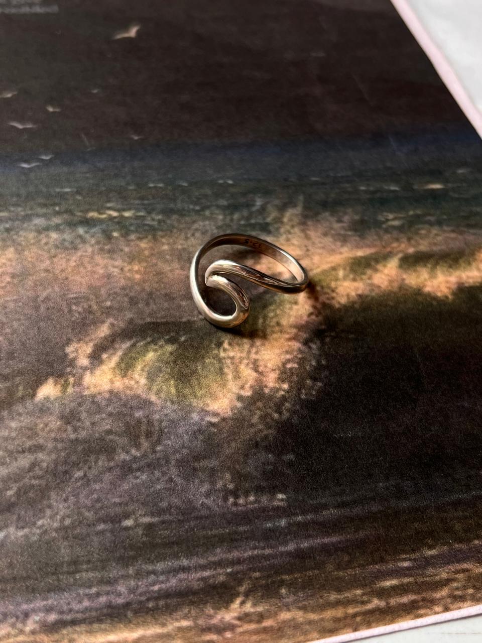 Boho beach wave handcrafted silver ring
