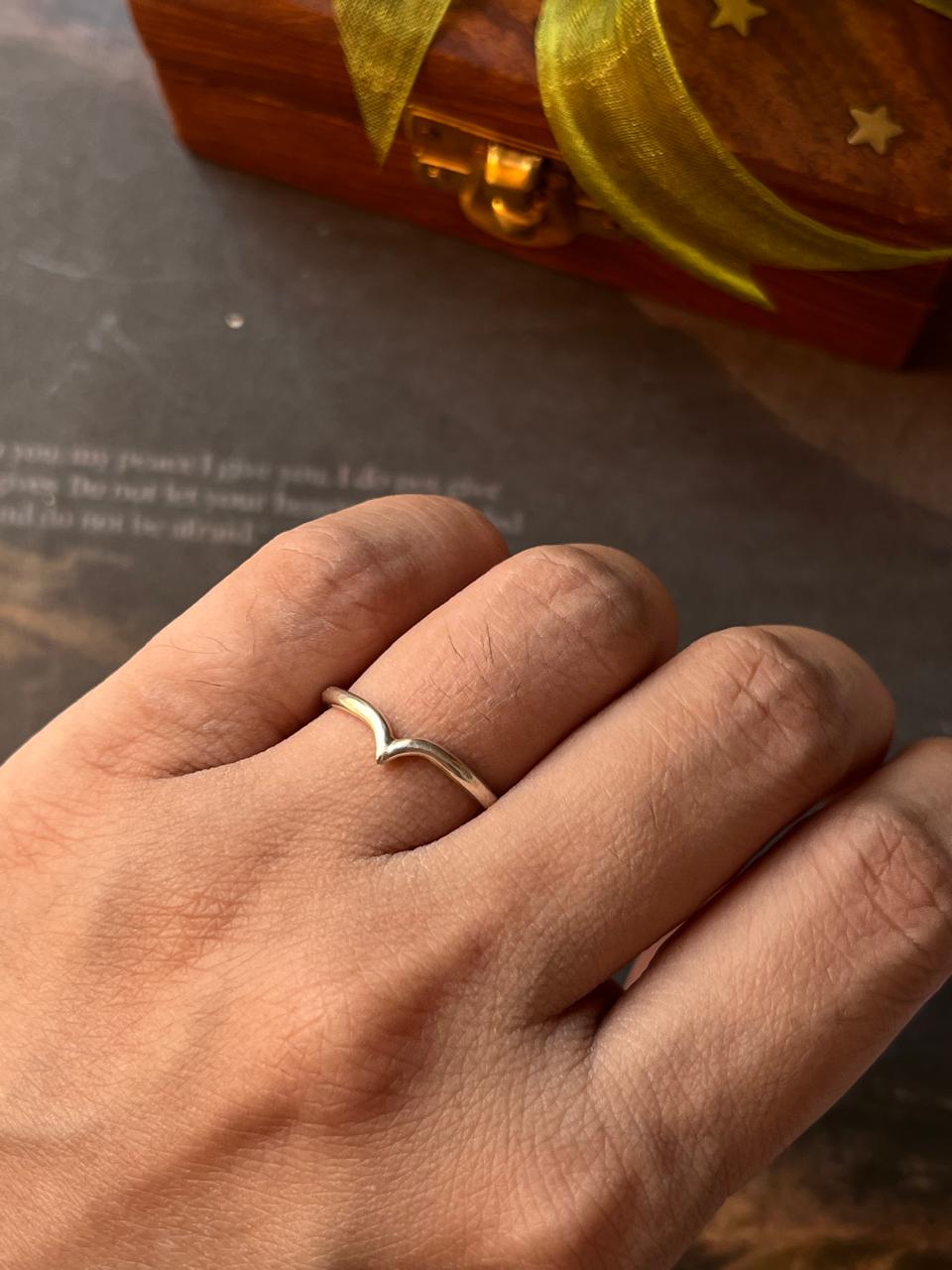 Sterling silver chevron ring for stacking