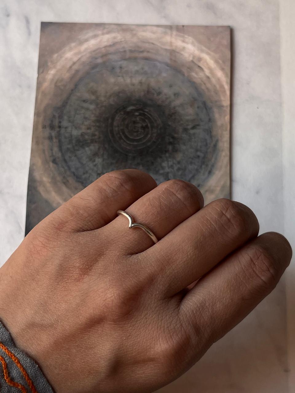 Minimalist V-shaped silver stacking ring