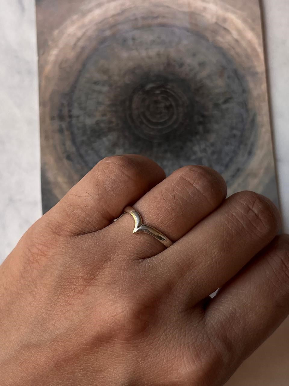 Simple chevron stacking ring in sterling silver