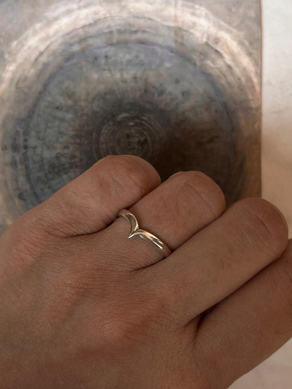 Geometric V-shape stackable silver ring