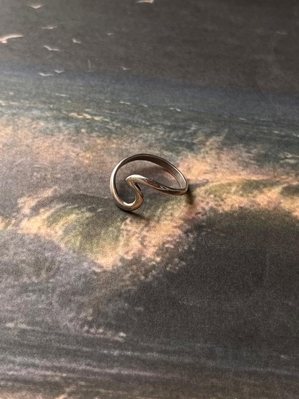 Boho beach wave silver ring for coastal vibes