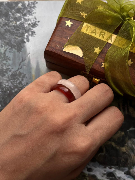 Rose quartz and carnelian stack set crystal band