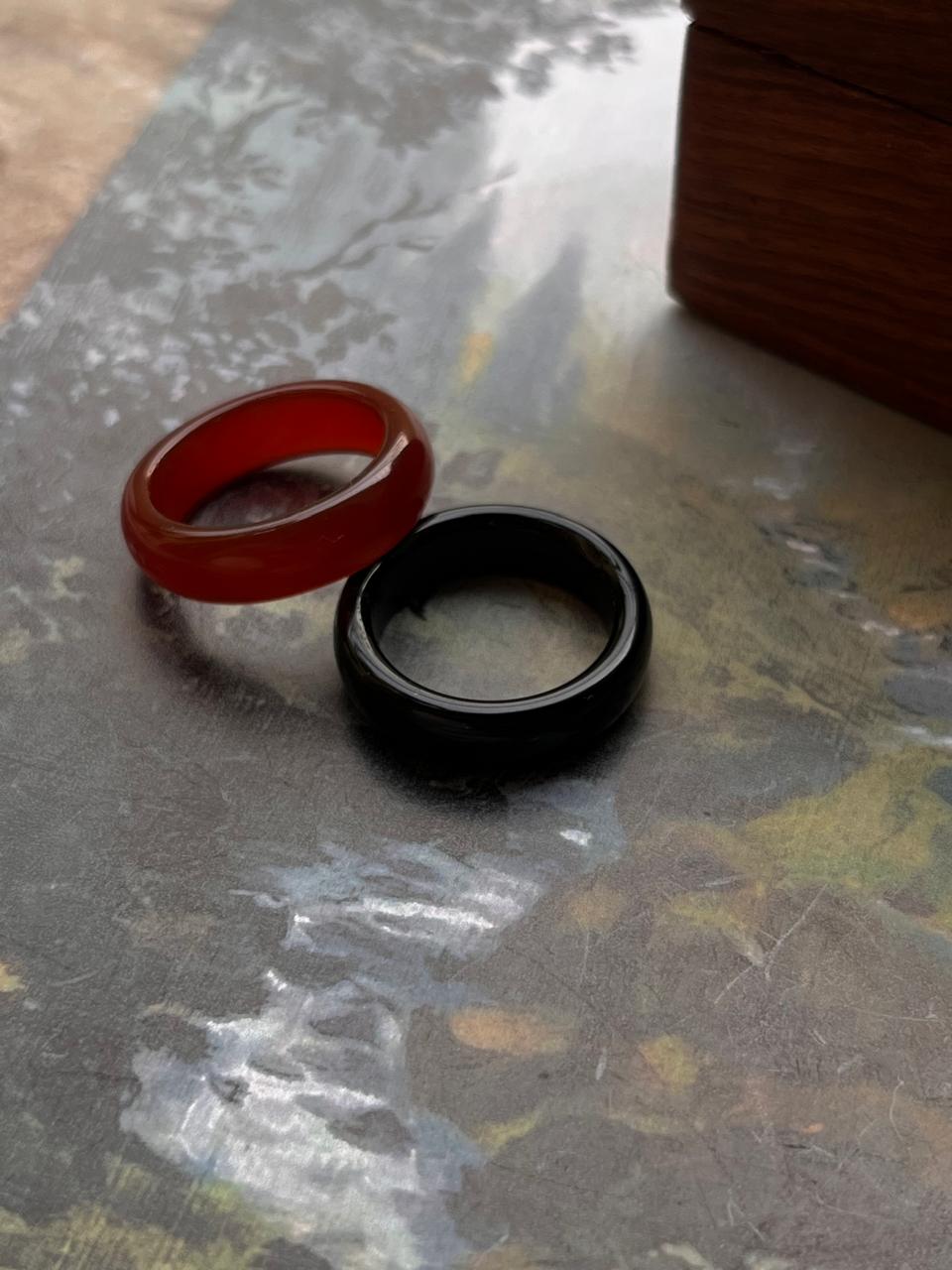 Spiritual gemstone stack rings with carnelian and agate