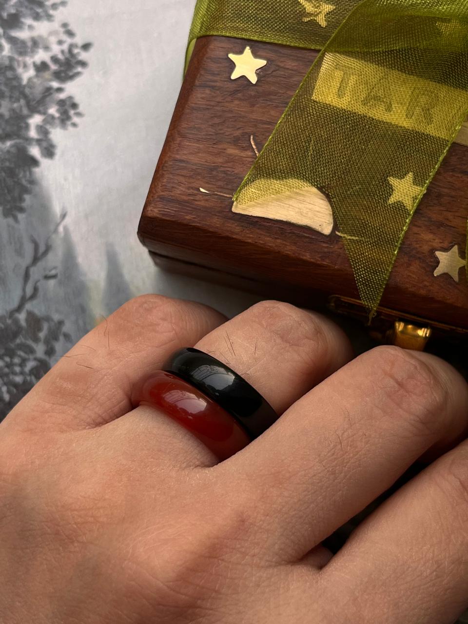 Carnelian and black agate stackable crystal bands