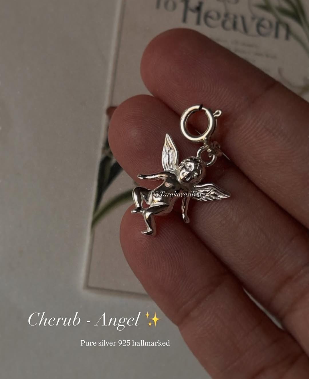 Silver cherub angel charm for meaningful jewelry