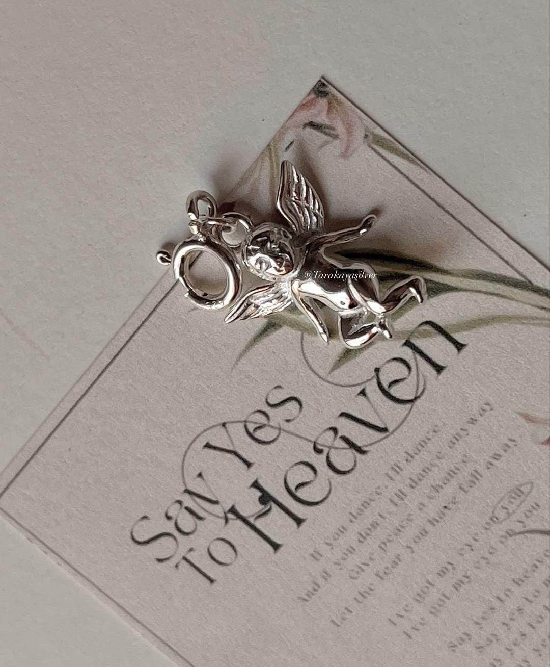 925 silver cherub angel charm for jewelry