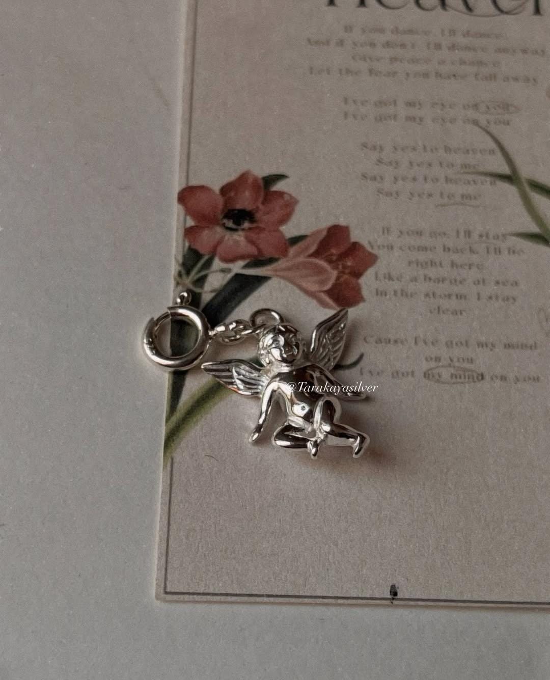 Sterling silver cherub angel pendant for necklaces